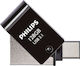 Philips 2-in-1 128GB USB 3.1 Stick mit Verbindung USB-C Schwarz