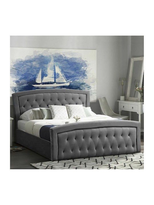 Odelia Bett Übergröße Mit Samt Graue Mit Stauraum Für Die Matratze 160x200cm