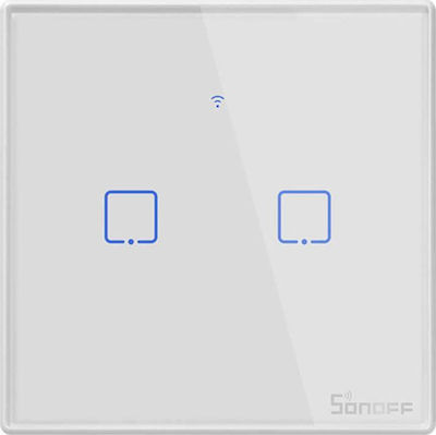 Sonoff TX T2 Recessed Electrical Lighting Wall Switch Wi-Fi Connected with Frame Touch Button Illuminated White