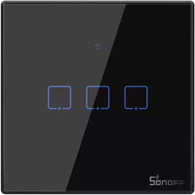 Sonoff ΤΧ-T3EU3C Recessed Touch Wall Switch Wi-Fi Lighting Triple with Frame Black