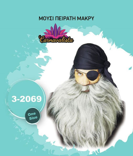 Langer Piratenbart Schnurrbart / Bart für Karneval in Gray Farbe 1Stück