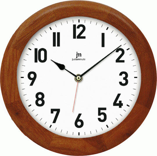 Justaminute Wall Clock Wooden Brown Ø30cm