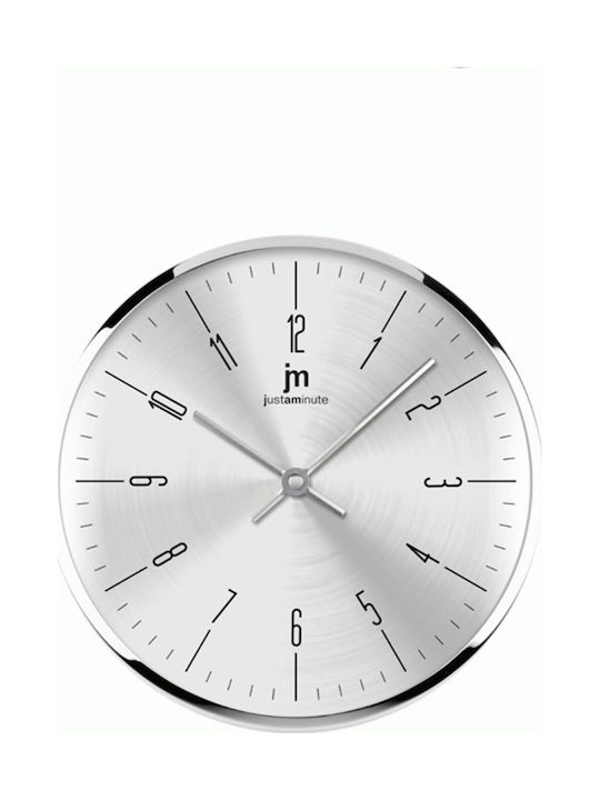 Justaminute Ρολόι Τοίχου Ασημί 25cm Wall Clock Metallic Silver Ø25cm