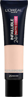 L'Oreal Paris Infaillible 24H Matte Cover Flüssiges Make-up 25 Rose Ivory 30ml