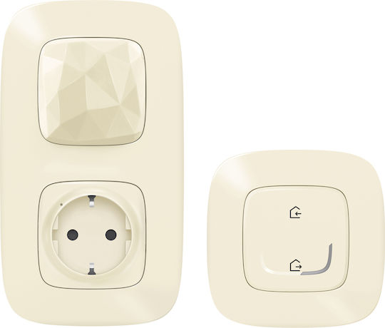 Legrand Valena Allure Connected Starter Pack Μονή Χωνευτή Πρίζα Ρεύματος Wi-Fi Αυτόματων Ακροδεκτών με Διακόπτη Μπεζ