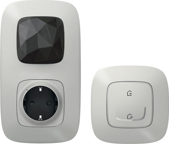 Legrand Valena Allure Connected Starter Pack Μονή Χωνευτή Πρίζα Ρεύματος Wi-Fi Αυτόματων Ακροδεκτών με Διακόπτη Ασημί