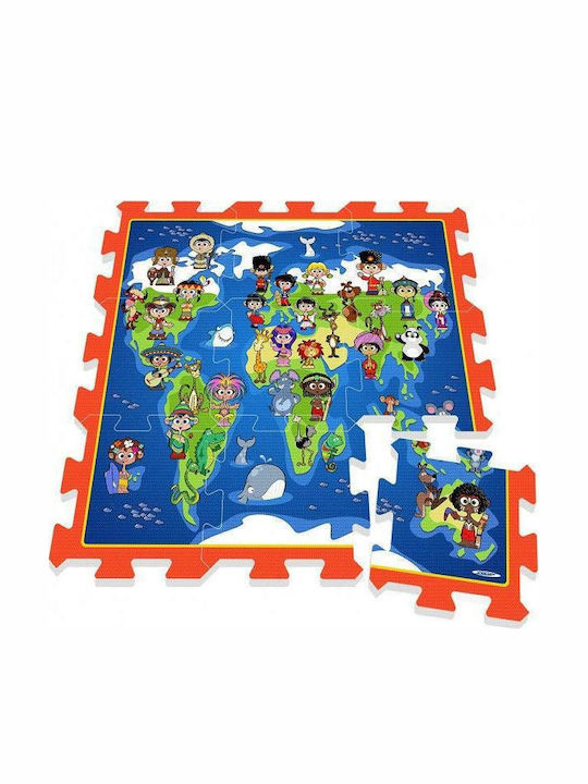 Stamp Puzzle de podea pentru copii Floor Puzzle Earth Map 9buc