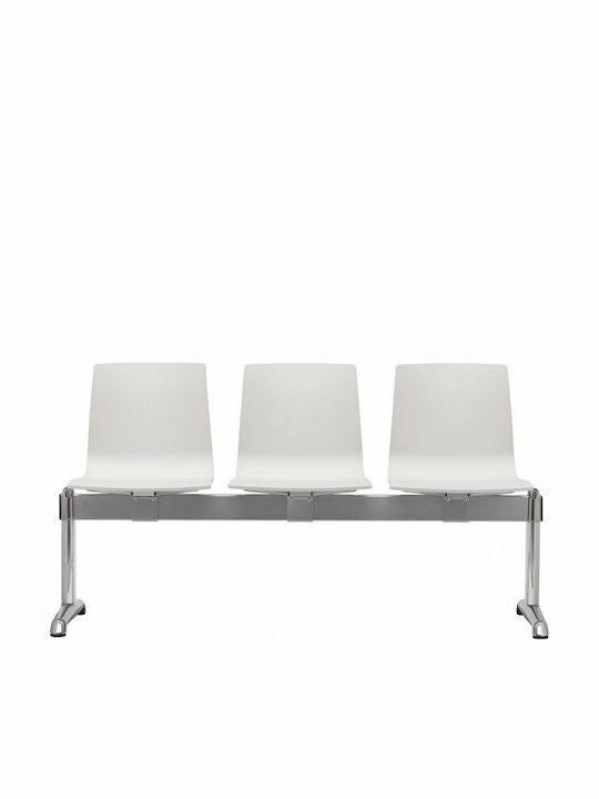 Scaun de așteptare cu trei locuri Zebra Bicolore Alb 152x57x84cm 1buc