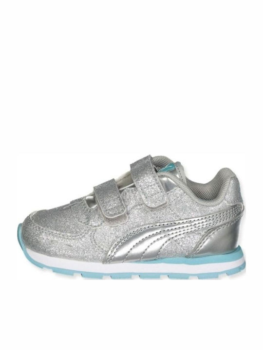 Vista Glitz V Kids Sports Shoes Running with Hoop & Loop Closure Silver