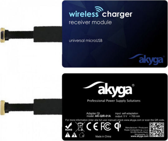 Akyga Micro USB Wireless Charging Receiver In Black Colour