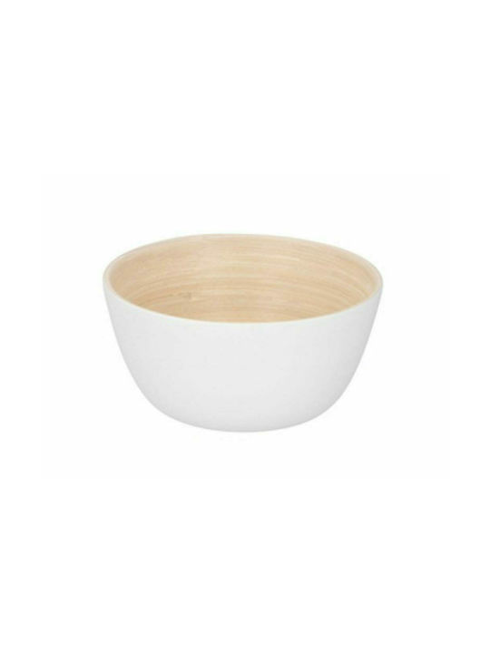 Bamboo Wooden Serving Bowl Λευκό with Diameter 12εκ. 1pcs