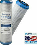 Atlas Filtri Ersatz-Wasserfilter für Ober- und Unterbau aus Aktivkohle 10" CB-AF VOC PLUS 10 SX 0.5 μm (Mikrometer) 1Stück