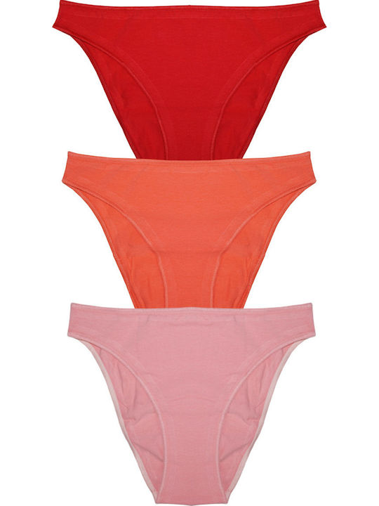 Βαμβακερά Women's Slip 3Pack Red/Coral/Pink