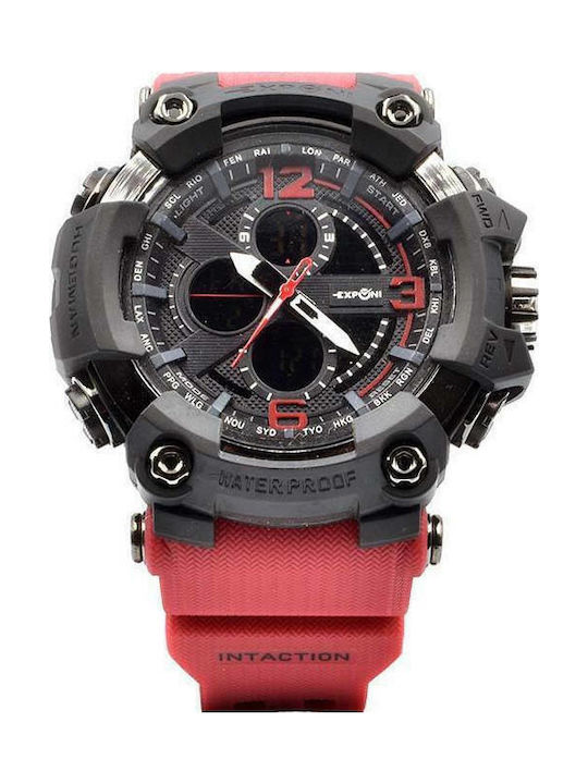 Expcni Battery Watch with Rubber Strap Red