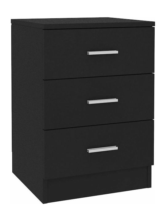 Wooden Bedside Table Black 38x35x56cm