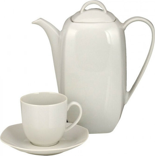 WM Collection Ν980 Σετ Τσαγιού με Κούπα από Πορσελάνη White 1350ml 9τμχ