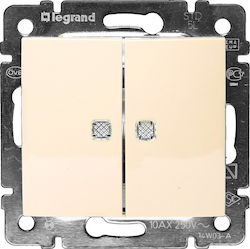 Legrand Valena 13 Recessed Electrical Lighting Wall Switch no Frame Basic Illuminated Ivory