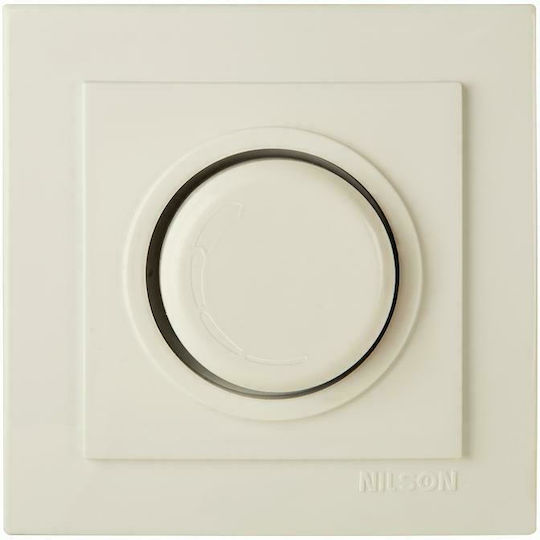 Geyer Χωνευτός Διακόπτης Dimmer με Πλαίσιο Κλασικός Περιστροφικός 600W σε Μπεζ Χρώμα