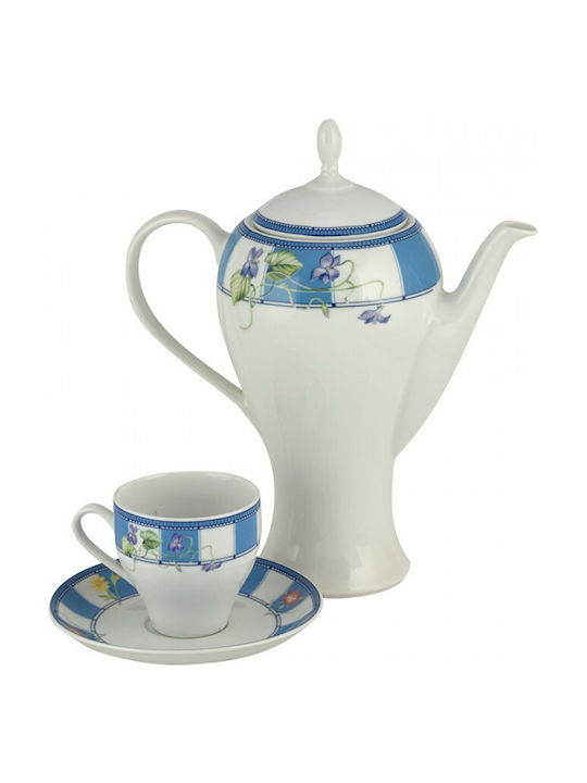 WM Collection Tee-Set mit Tasse aus Porzellan in Weiß Farbe 1350ml 9Stück