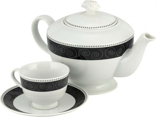 WM Collection N15609 Σετ Τσαγιού με Κούπα από Πορσελάνη Λευκή 1200ml 9τμχ