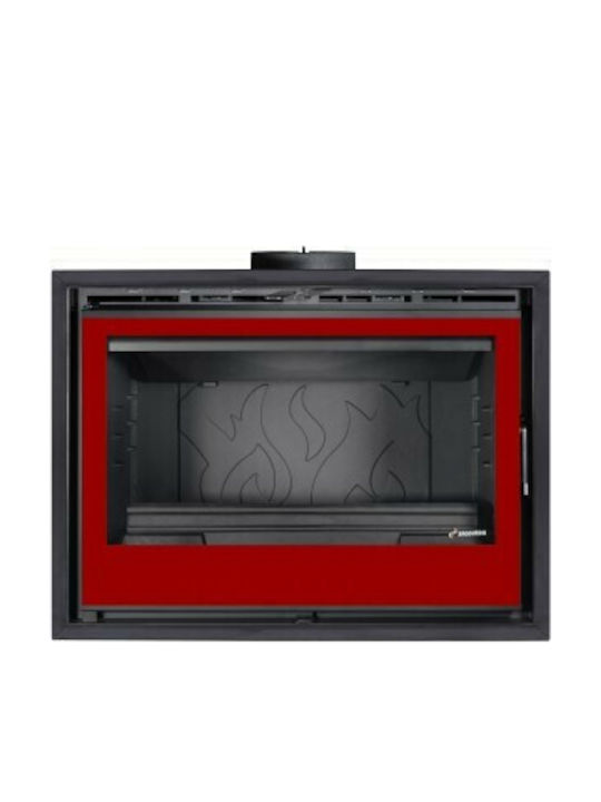 Salgueda Saphire E865-MN4 Wood Cassette Fireplace Insert Air Duct Connection with Straight Window 18kW Red