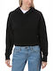 Straightened Out Cropped Women's Sweatshirt Hooded Black