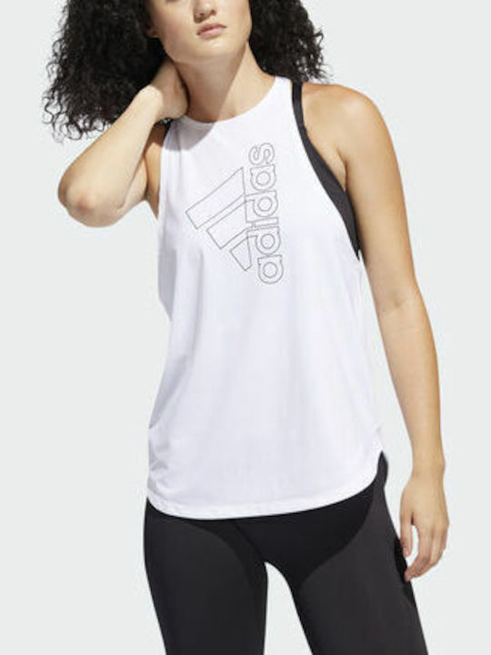 Adidas Badge Of Sport Αμάνικη Γυναικεία Αθλητική Μπλούζα Λευκή