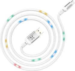 Hoco U63 Spirit Geflochten / LED USB 2.0 auf Micro-USB-Kabel Weiß 1.2m 1Stück