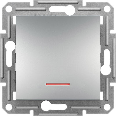 Schneider Electric Asfora Recessed Electrical Lighting Wall Switch no Frame Basic Illuminated Aluminium EPH1400161