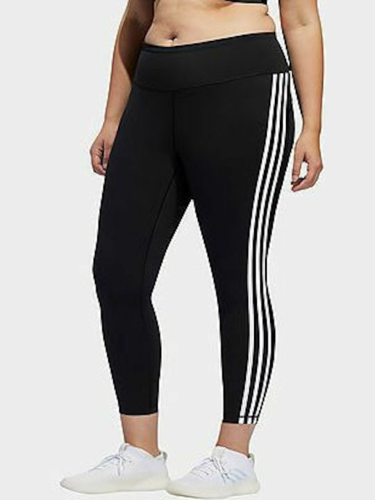 Adidas Believe This 3 Stripes 7/8 Γυναικείο Cropped Κολάν Ψηλόμεσο Μαύρο