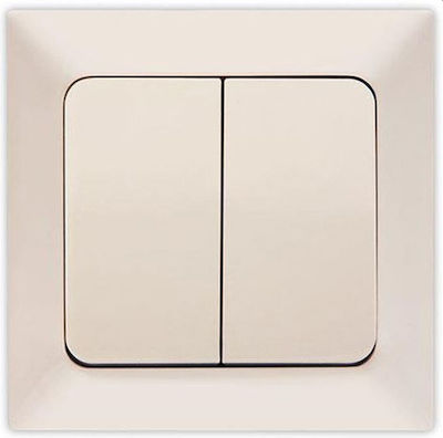 Eurolamp Recessed Electrical Lighting Wall Switch no Frame Basic Cream