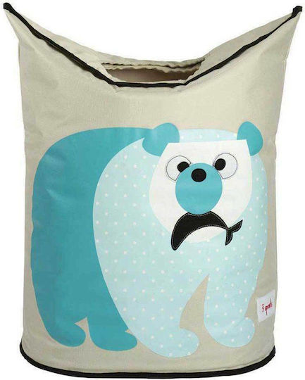 3 Sprouts Children's Laundry Basket made of Fabric Polar Bear Turquoise 50x29x57cm 1pcs