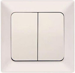 Eurolamp Recessed Electrical Lighting Wall Switch with Frame Basic Aller Retour White