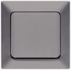Eurolamp Recessed Electrical Lighting Wall Switch with Frame Basic Medium Aller Retour Smoked 152-12305