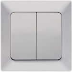 Eurolamp Recessed Electrical Lighting Wall Switch with Frame Basic Aller Retour Silver