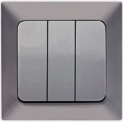Eurolamp Recessed Electrical Lighting Wall Switch with Frame Basic Smoked 152-12303