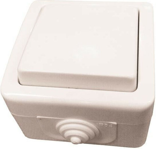 Eurolamp Waterproof Wall-Mounted Electrical Wall Switch One-Way With White Frame