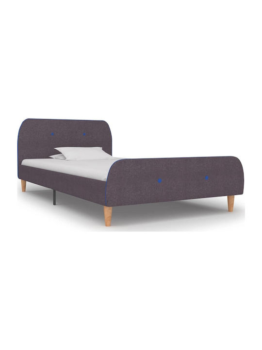 Κρεβάτι Μονό Επενδυμένο με Ύφασμα Καφέ με Τάβλες για Στρώμα 90x200cm
