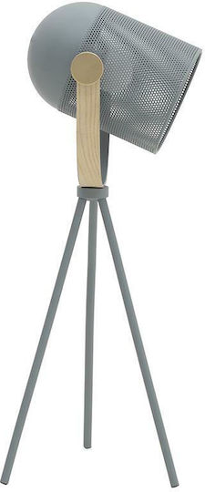 Inart Metal Vintage Table Lamp for Socket E27 with Gray Shade and Base