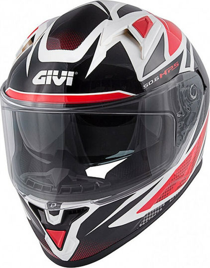 Givi 50.6 Stoccarda Follow White/Red/Black Κράνος Μηχανής Full Face 1490gr με Sunvisor