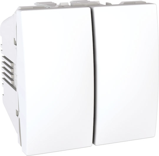 Schneider Electric Unica Comutator De Perete Încastrat Dublu Fără Ramă Întoarcere Alb