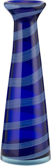 WM Collection Decorative Glass Vase Blue Size 13xH32cm
