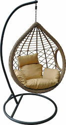 Madrid Rattan Swing Nest with Stand Μπεζ with 230kg Maximum Weight Capacity L105xW105xH197cm