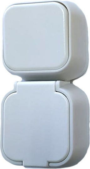 Geyer IP54 Waterproof Wall-Mounted Electrical Wall Switch Two-Way with White Frame