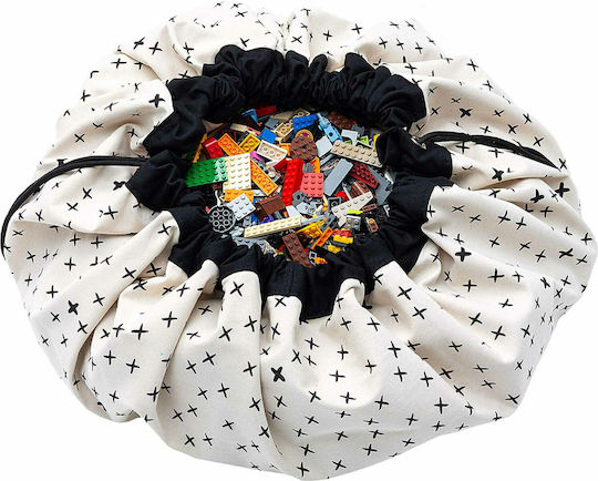 Play&go Kinder Spielmatte aus Stoff Crosses Weiß 140x140cm 1Stück