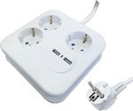 Spot Light 3-Outlet Power Strip with USB 1.4m White