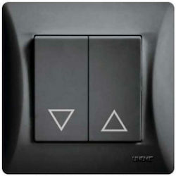 Lineme Recessed Electrical Rolling Shutters Wall Switch no Frame Basic Black 50-00109-2