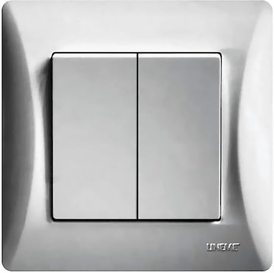 Lineme Recessed Electrical Wall Switch Two-Way With Aller Retour Frame Silver
