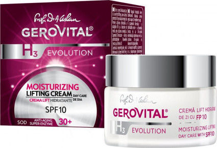Gerovital H3 Evolution Cremă Hidratantă și Anti-îmbătrânire de Față de Zi cu SPF10 și Acid Hialuronic 50ml