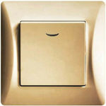 Lineme Recessed Electrical Lighting Wall Switch with Frame Basic Aller Retour Gold